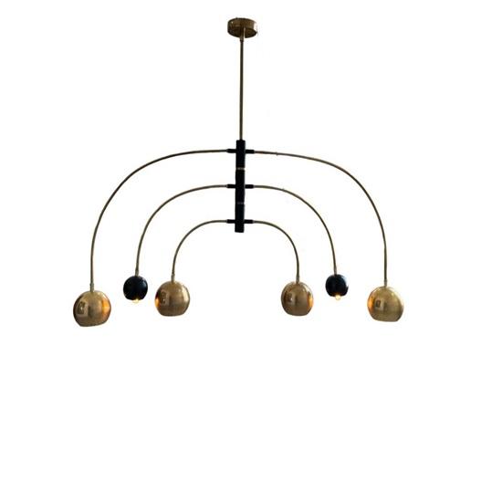 6-Light Adjustable Arm Chandelier Design In Raw Brass Elegant Rotating Ceiling Light Fixture for Living Room Kitchen