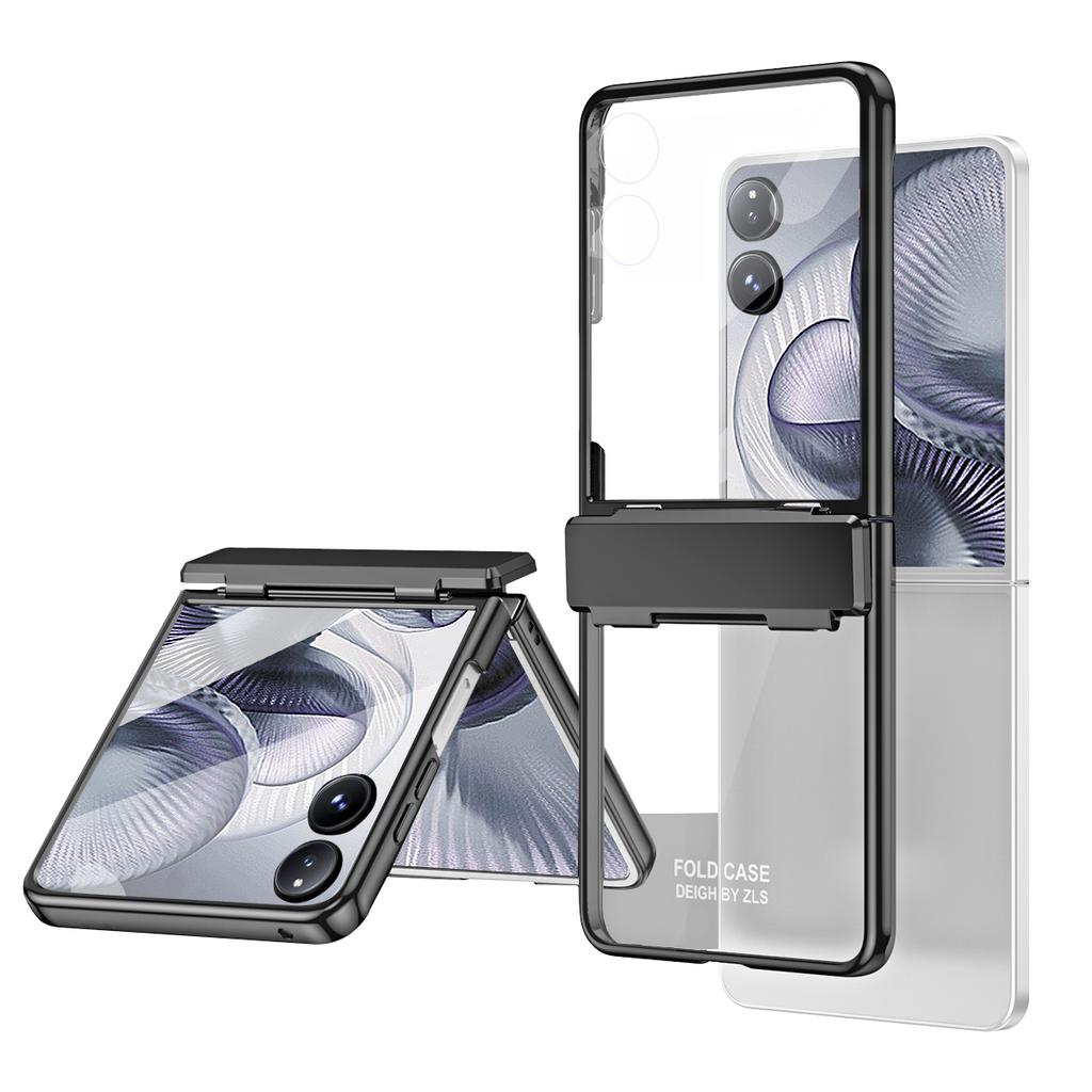 For Xiaomi Mix Flip 2 Case Electroplating PC Folding Phone Cover with Screen Protector