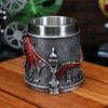 Western Monster Dragon Mark Coffee Cup, Stainless Steel Dragon Statue Water Cup, 3D Castle Guardian Dragon Beer Cup