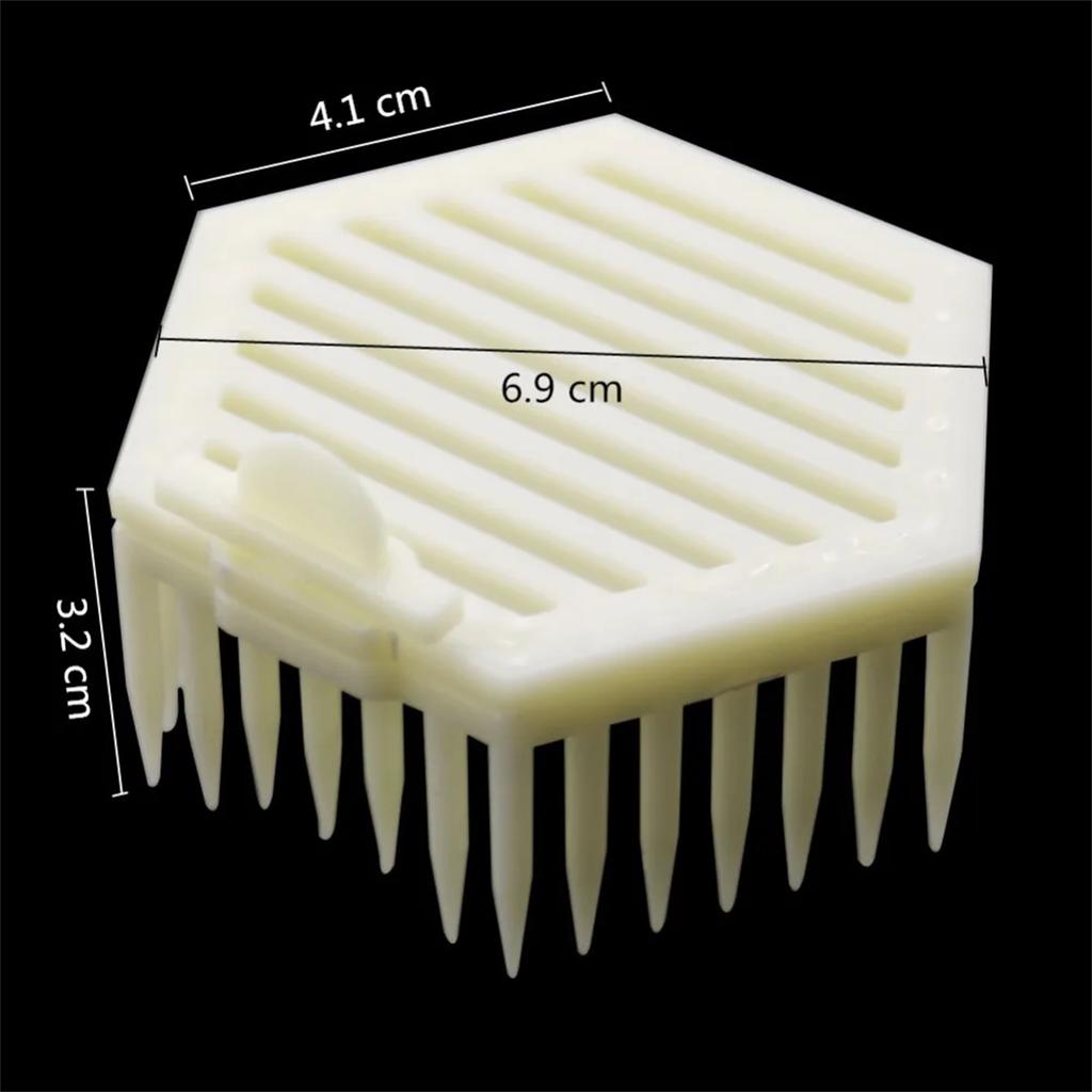 2-Layer Hexagonal Pin-Type Bee Queen Cages Multifunctional Bee Prison Control Buckles Plastic Bee Protective Cover Clips 1/5Pcs