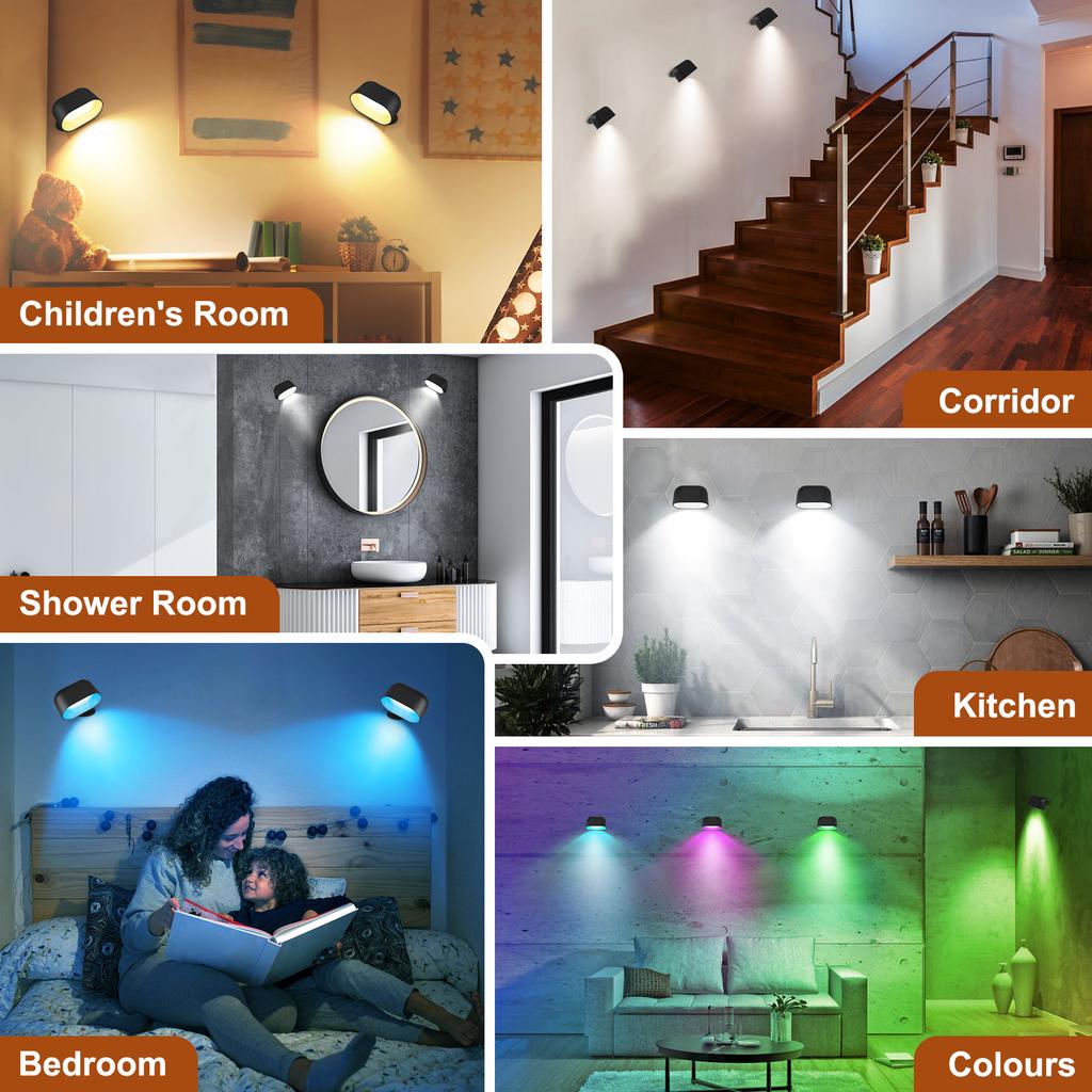 Remote Control Touch Night Light 360 Degree Rotation Bedroom Bedside Lights RGB Color Change Dimmable Lamp