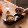 Ceramic Snack Platter Wooden Pallet Snack Bowl Dessert Plate Fruit Plate Salad Bowl Dried Fruit Plates Candy Dish Pastry Plates