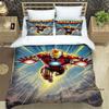 Set biancheria da letto con copripiumino e federa a tema cartone animato di Iron Man, adatto per le camere da letto di ragazzi e ragazze e come regalo per bambini.