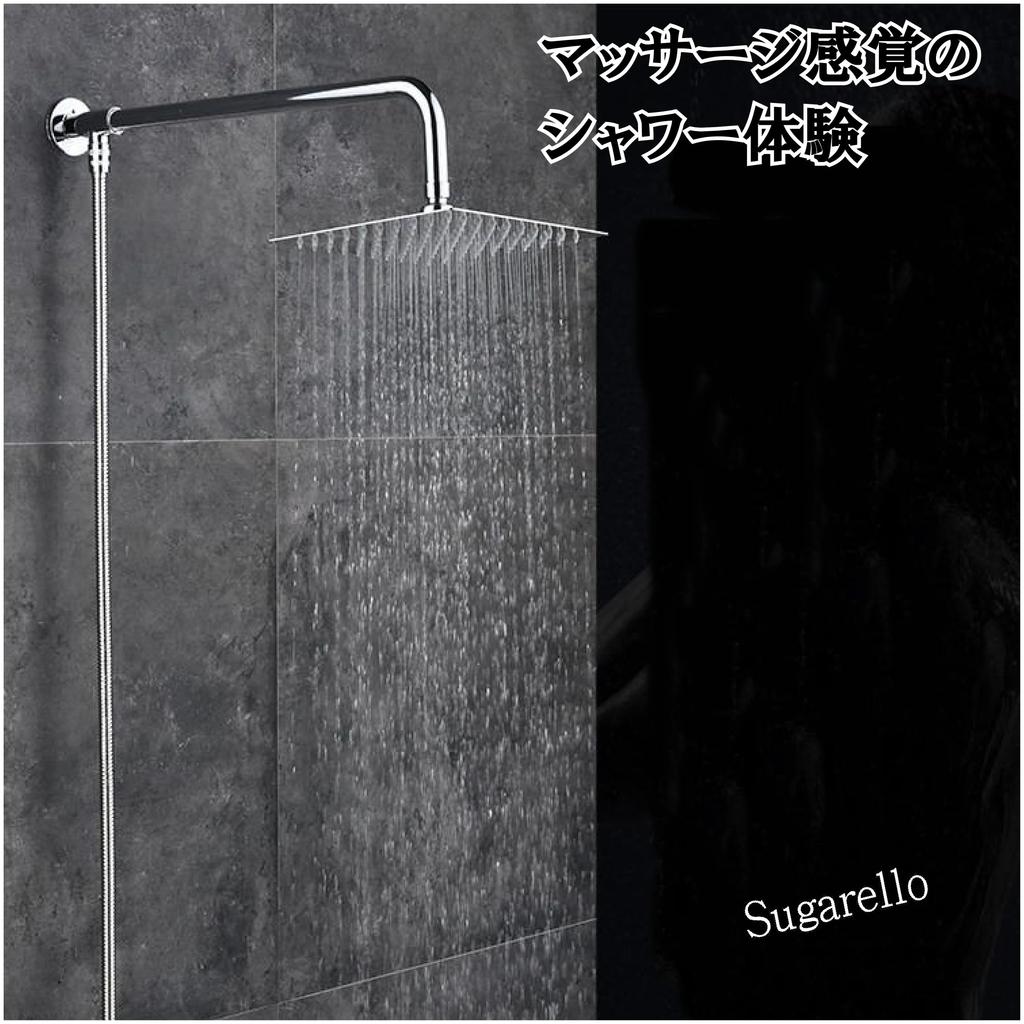 Sugarello Shower Stainless Overhead Rainfall Directly with Square Hose Set Head, Steel, Water-Saving, Shower, Shower, Overhead, G1/2 (25cm)
