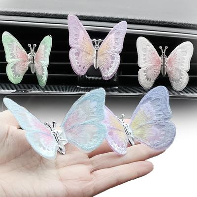 Car Centre Console Personalised Dynamic Butterfly Decorations Air Vents Creative Embroidered Butterfly Car Interior Accessories