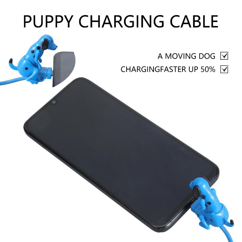 Efficient Portable Blue Type C Charging Cable Suitable for Gaming Consoles Phone and Devices Featuring Moving Dog Design