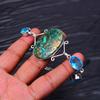 Copper Malachite & Blue Topaz Gemstone : 925 Sterling Silver Handmade Multi Gemstone Bracelet Jewelry