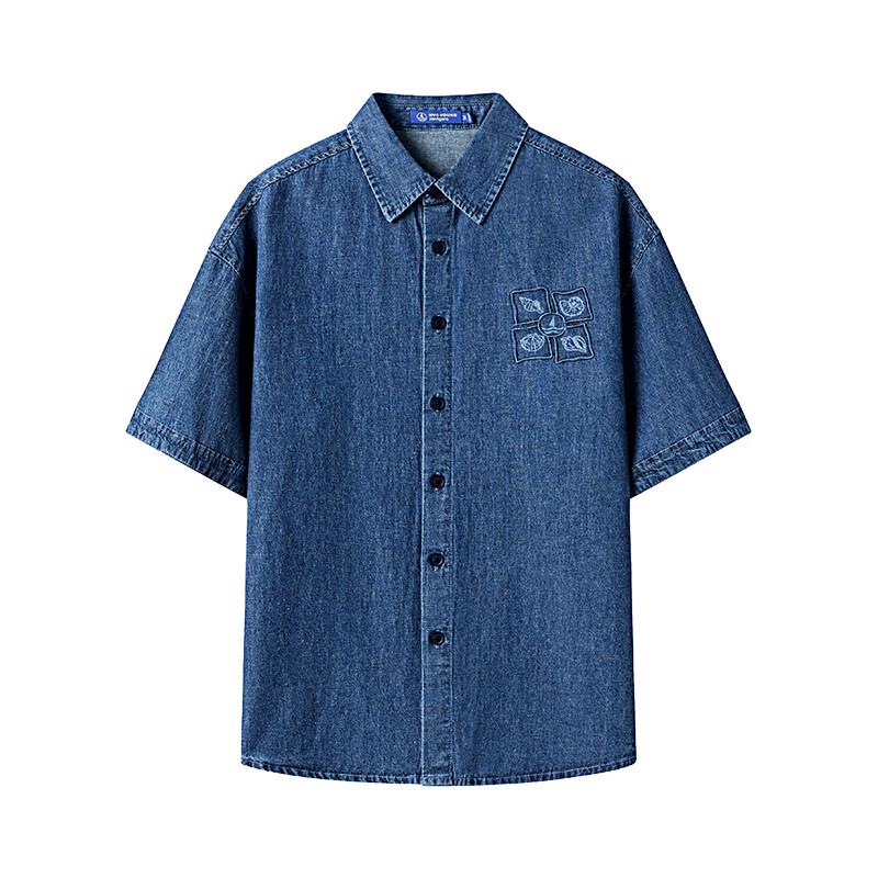 NVG·YOUNG Men's Short Sleeve Denim Shirt