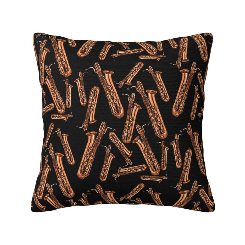Musical Saxophone Pattern Square Pillowcase Cushion Cover Pillow Case Throw Pillow Cover for Home Bedroom Car