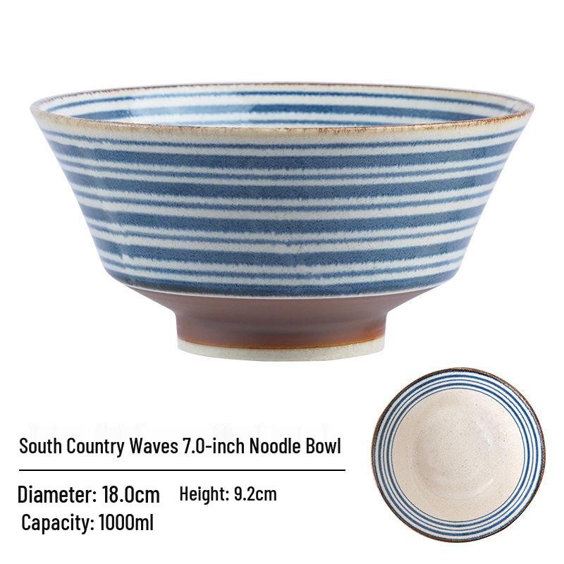 Mino Ware Blue & White Ceramic Rice Bowl – Vintage Japanese Underglaze
