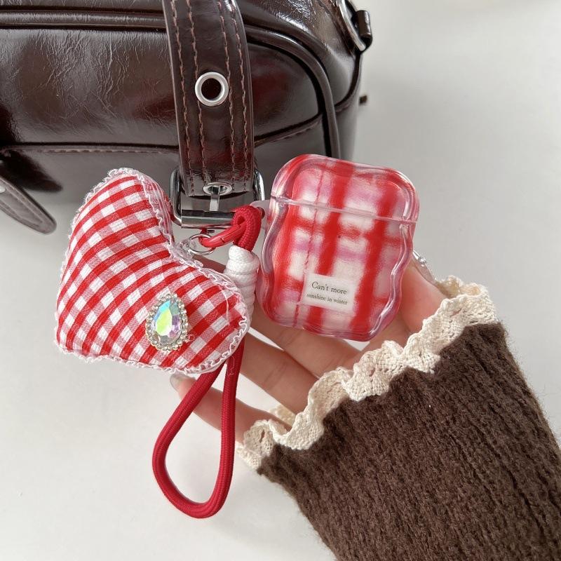 Korean red plaid for Apple AirPods 1 generation protective case pro1 generation new 1st generation wireless bluetooth headset case