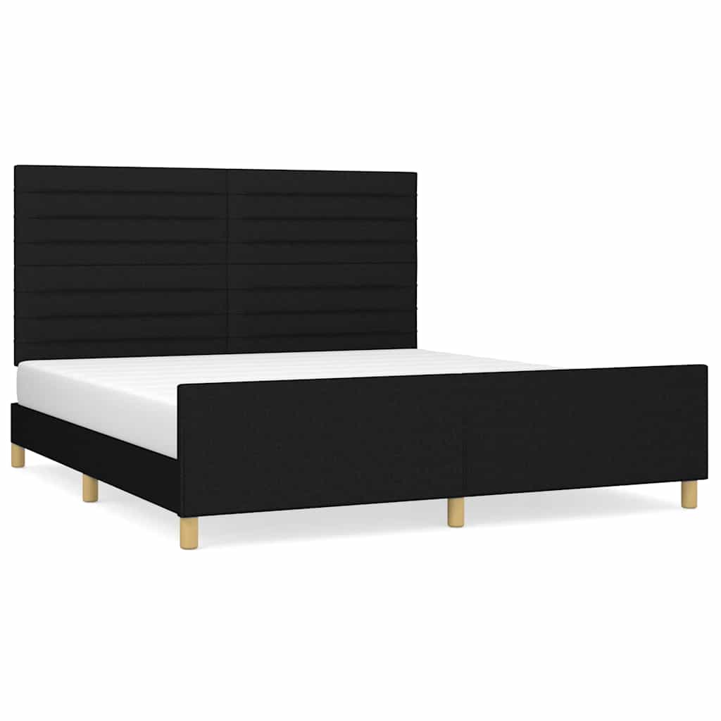 Bed Frame without Mattress Black 160 x 200 cm Fabric