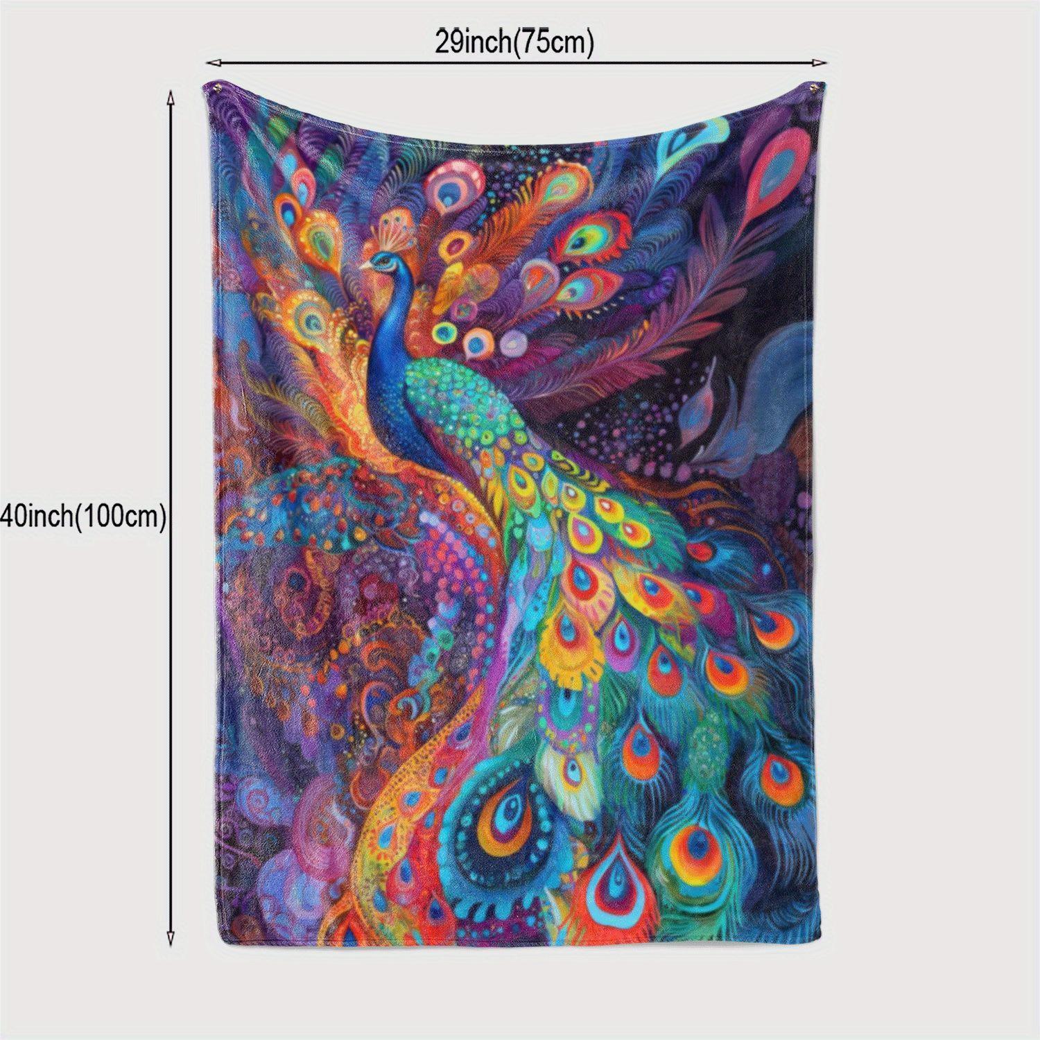 

A Colorful Peacock Printed Fleece Blanket, a Gift for African Girls, Granddaughters, And Daughters, Suitable for Holidays, Versa 130x150cm