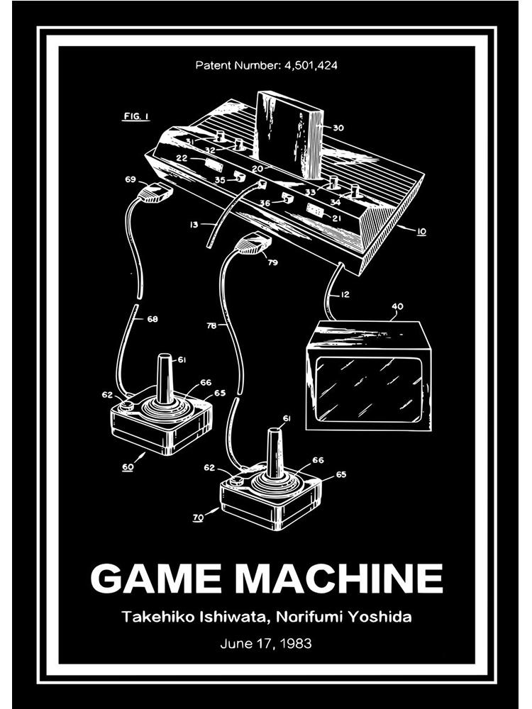 Vintage Musical Instrument Patents Posters Canvas Painting Guitar Saxophone Boombox Video Game Machine Wall Art Room Home Decor