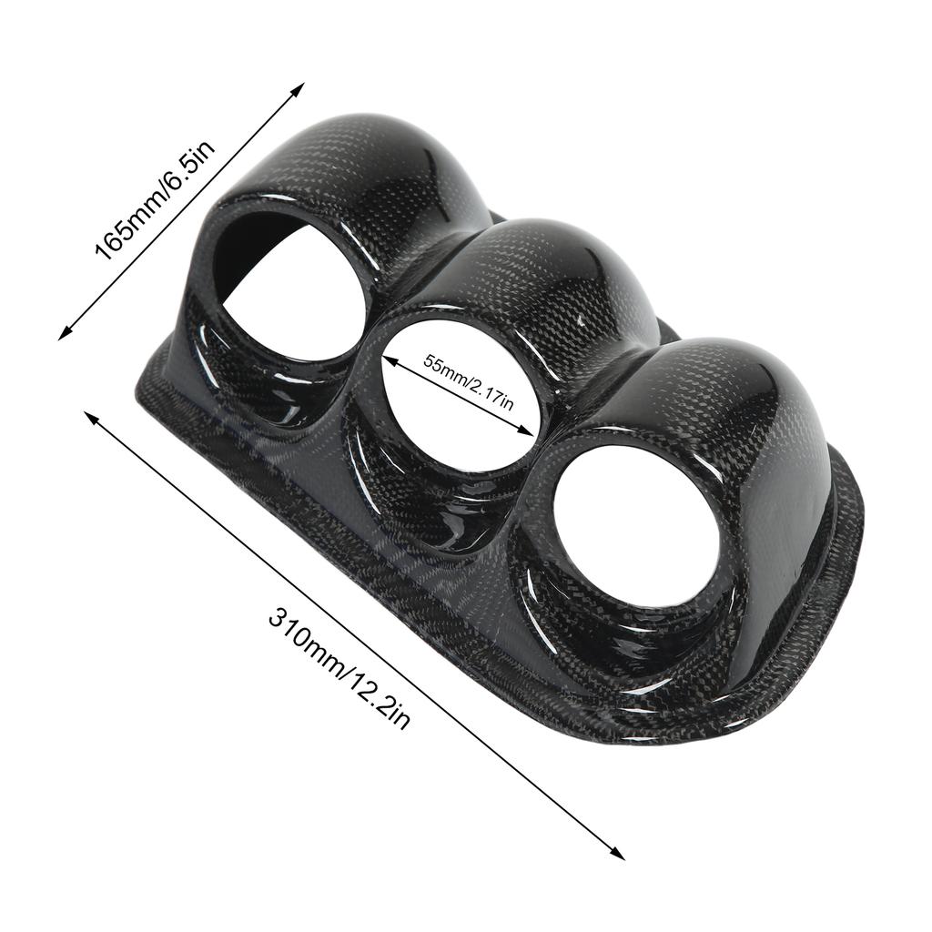 52mm Carbon Fiber Dash Board Triple Gauge Pod Holder Replacement for Mitsubishi Lancer EVO 7th 8th 9th RHD 2001‑2007