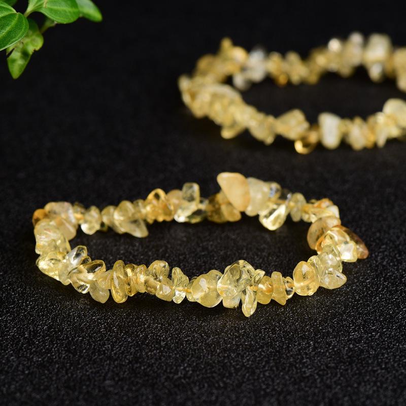 Yellow Crystal & White Pine Tiger Eye Chain Bracelet - Trendy Unisex Retro Style, Personalized Matching Options Available.