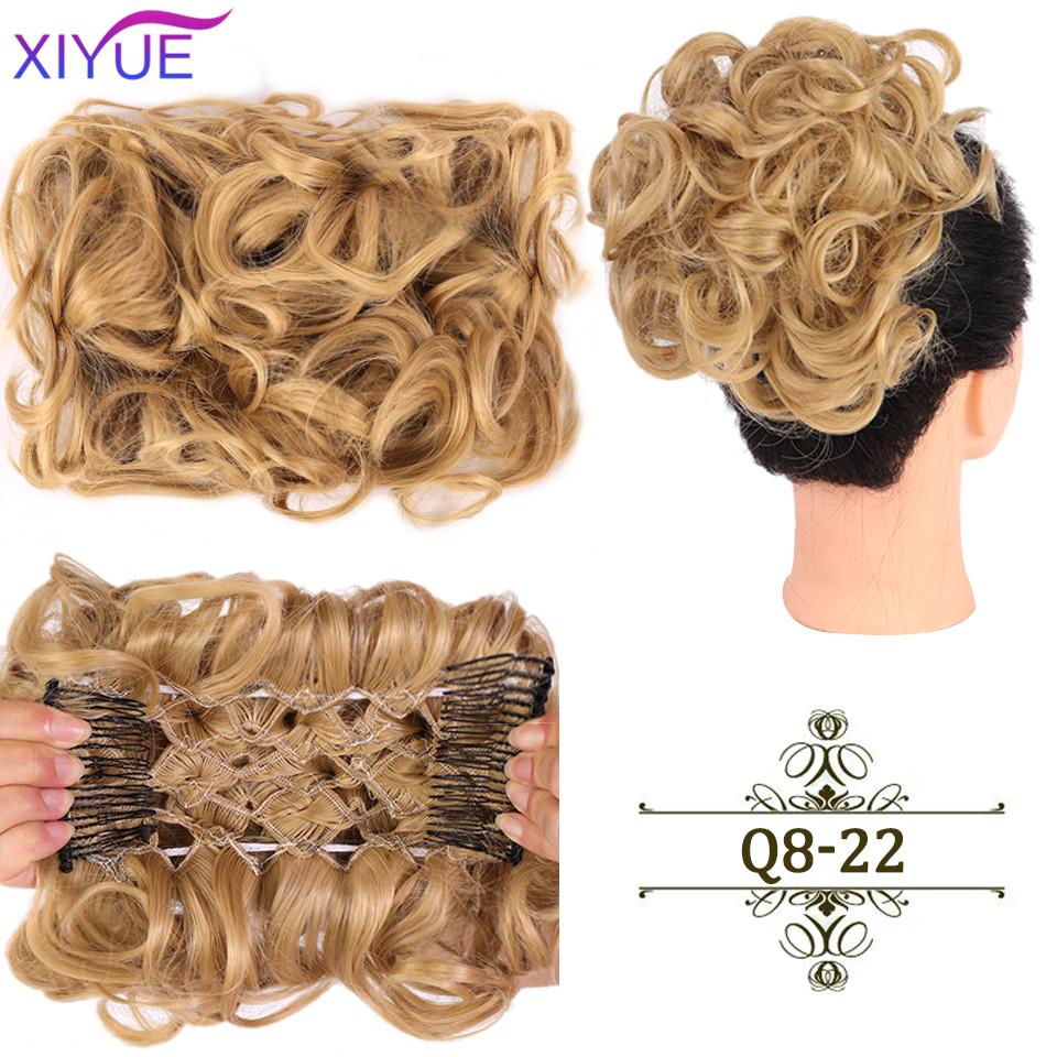 LARGE Comb Clip In Curly Hair Extension Synthetic Hair Pieces Chignon Women Updo Cover Hairpiece Extension Hair Bun