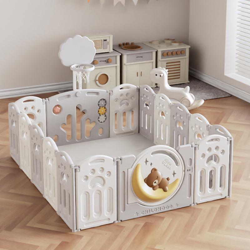 Little Bear Indoor Baby Playpen and Crawling Mat for Small Spaces