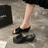 2024 Summer Silver Open Toe Women Slippers Fashion Elegant Slides Shoes Ladies New Arrival Outdoor Dress Wedges Heel Sandalias