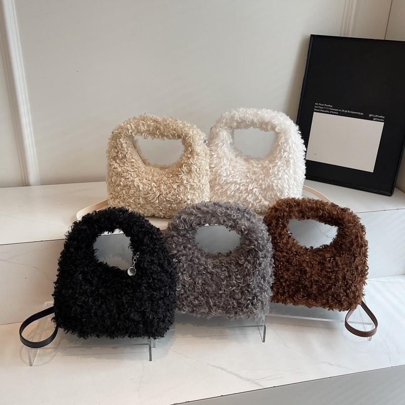 Yogodlns Plush Sweet Shoulder Bags for Women Cute Autumn and Winter New Versatile Fashion Large Capacity Women's Handbags