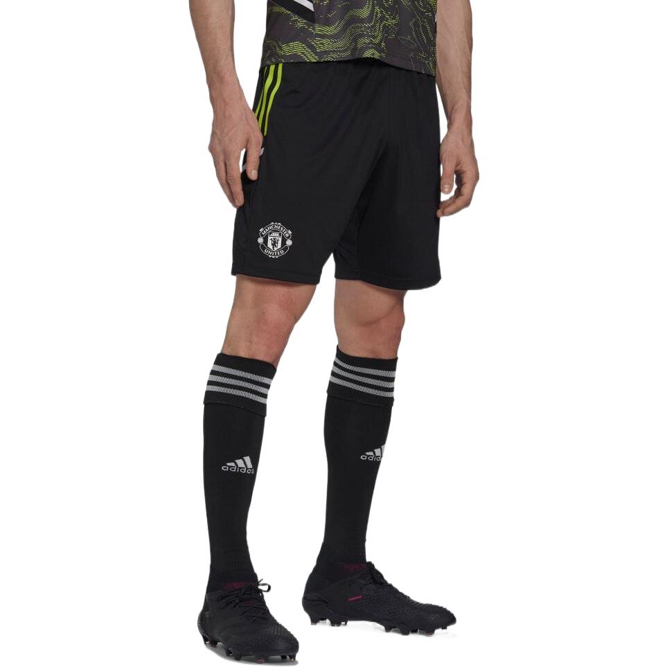 Adidas FW22 Brand Pattern Elastic Waist Straight Leg Training Football Shorts Men Shorts Black HE6684