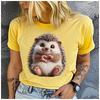Unisex Polyester Summer Top The Little Hedgehog vs. The Heart Print Loose round Neck Short Sleeve Fashion for Astrology Lovers