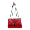 Quilted Leather Shoulder Bag with Chain Strap Metal Clasp Flap Closure Casual Tote Purse for Women Daily