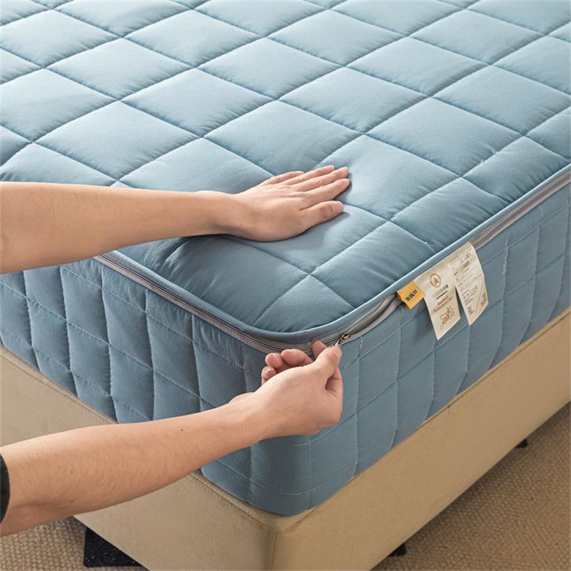 5-Sides Fuffy Enclosed Mattress Cover with Zipper Dust-Proof Fitted Sheet for Double Queen King Bed Thicken Mattress Protector