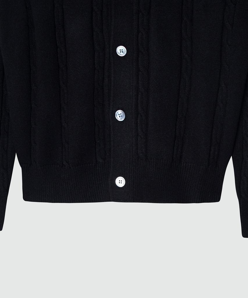 EZIO Cable Button-Up Collar Cardigan_Black