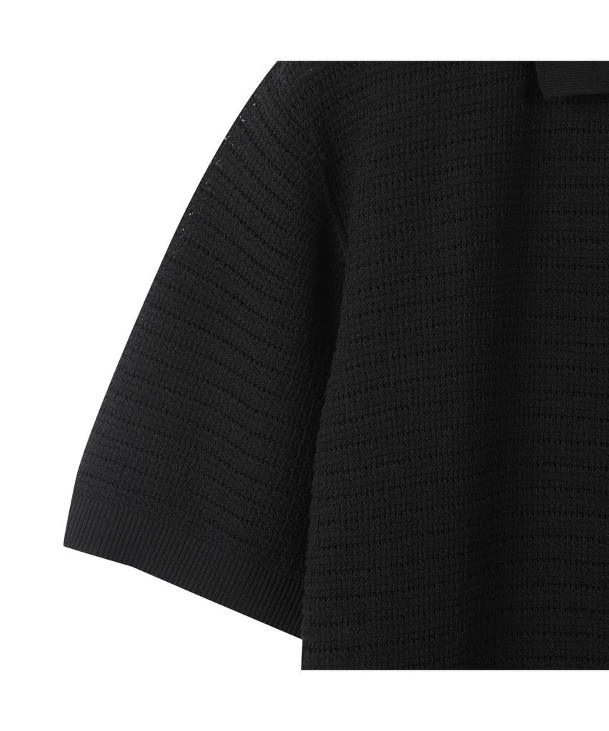 Customellow Black Mesh Half Sleeve Cardigan_Cwwam25312Bkx