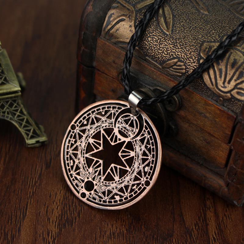 Cardcaptor Sakura Magic Circle Pendant Necklace with Leather Cord