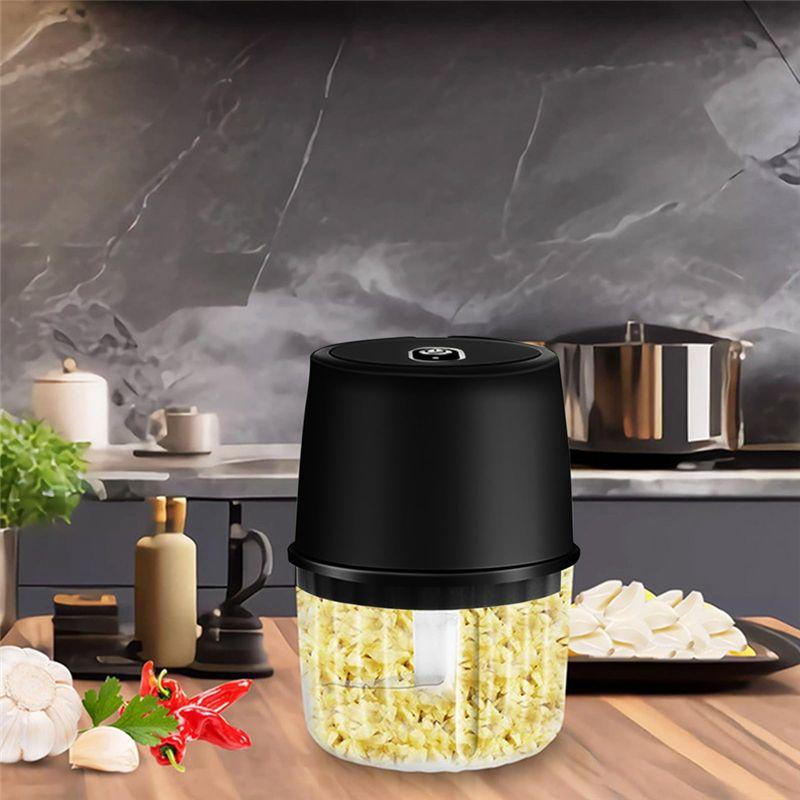 T02C!Electric Garlic Chopper, USB Rechargeable, Portable Wireless Food Chopper, Small Food Processor - 250ML