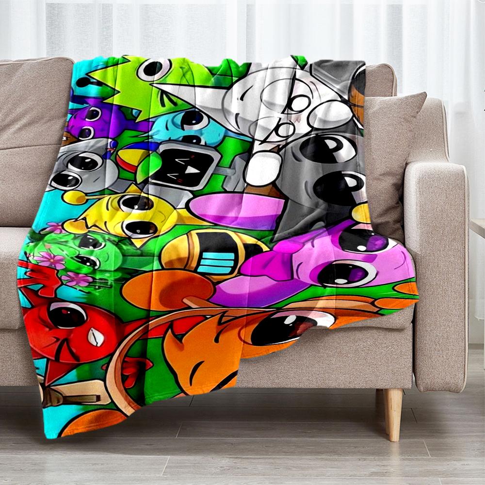 Coperta stampata a tema Sprunki - Perfetta per divano, letto, viaggi e uso all'aperto | Lavabile in lavatrice, accogliente e resistente.