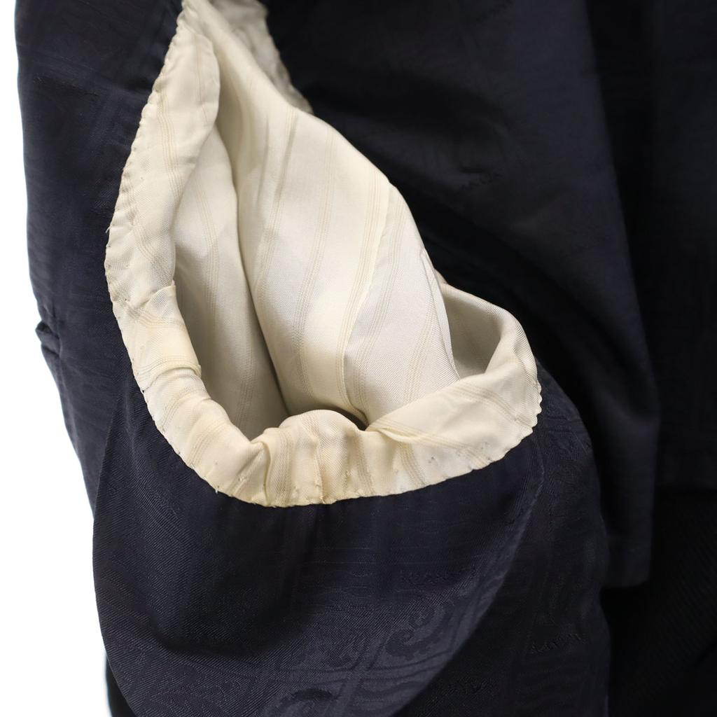 Lanvin 80er 90er Seiden-Woll-Mischung alte Streifen maßgeschneiderte Jacke R46-44 Marineblau Herren Gebraucht