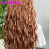AIMEYA Brown Deep Wave Wig Long Synthetic Lace Front Wig for Women Natural Hairline Daily Use Cosplay Wigs Heat Resistant Fiber