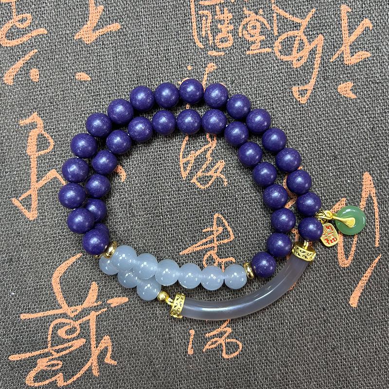 Classic Style Scented Beads Bracelet Set: Purple Qi Double Wrap DIY Jewelry
