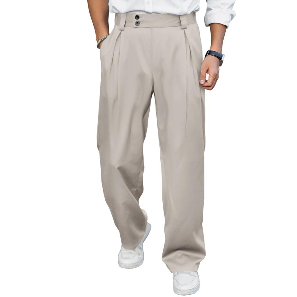 Men's Wrinkled Drapey Loose Fit  Pants, Versatile Straight Leg Casual Trousers