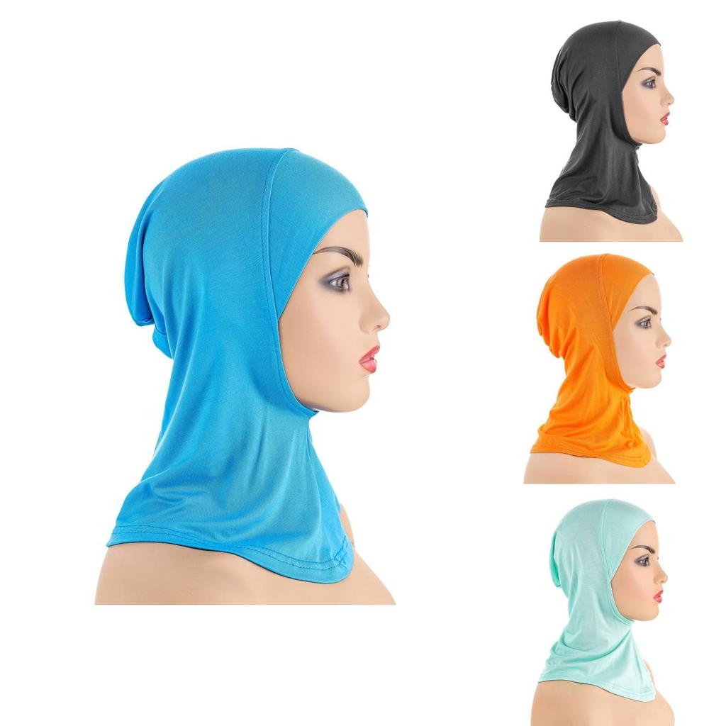 Women's Black Hijab Scarf Muslim Islamic Modal Solid Color Neck Head Under Scarf Cap