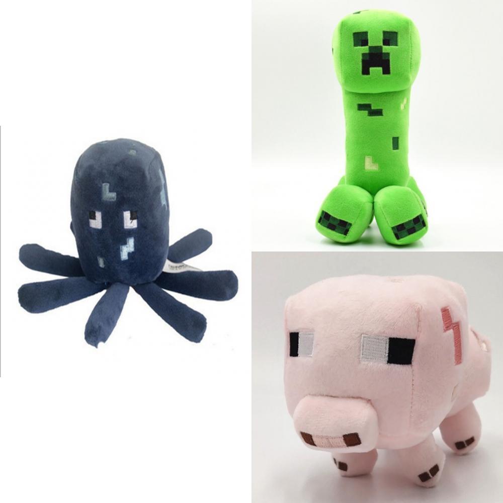Soft And Cute Plush Minecraft Characters Enderman Creeper Zombie Parrot Dolphin Axolotl And More!
