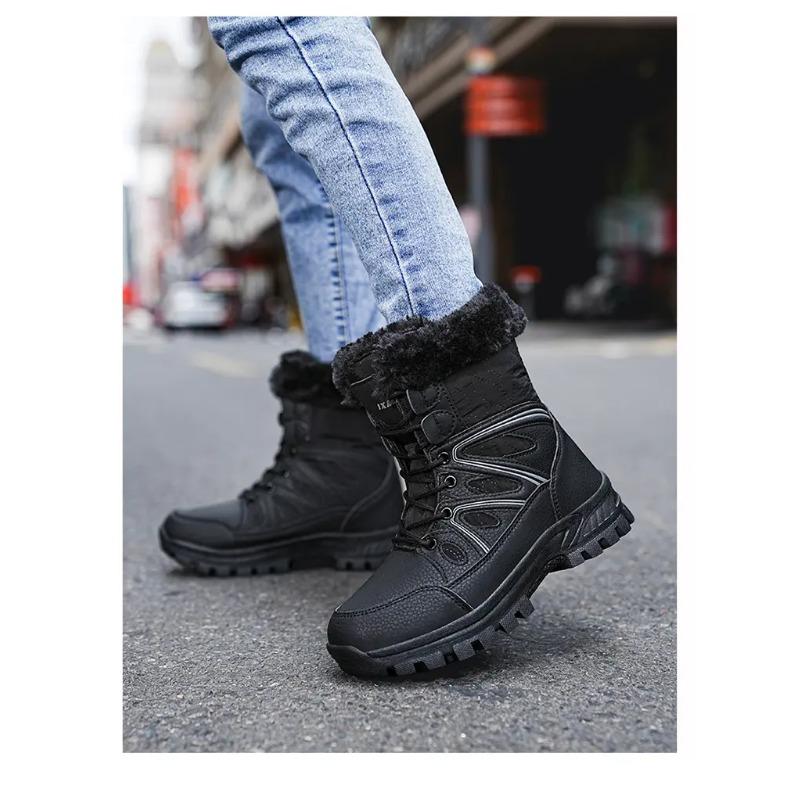 

Women s Mid-Top Fleece-Lined Snow Boots Waterproof Non-Slip Warm Winter Outdoor Shoes 42 чорний