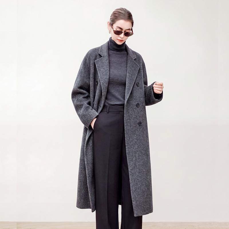 100% Wool Women Coat Autumn Wool Long Coat Handmade Pea Coat Winter Warm Wool Long Jacket Overcoat