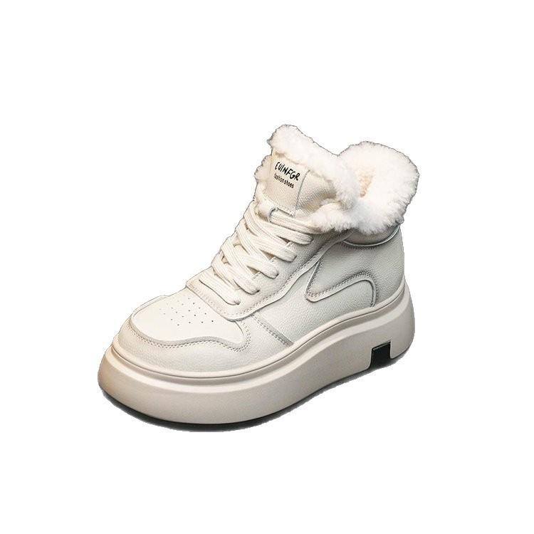 Winter velvet high-top little white shoes women's 2025 new popular versatile platform casual shoes round head sports board shoes tide