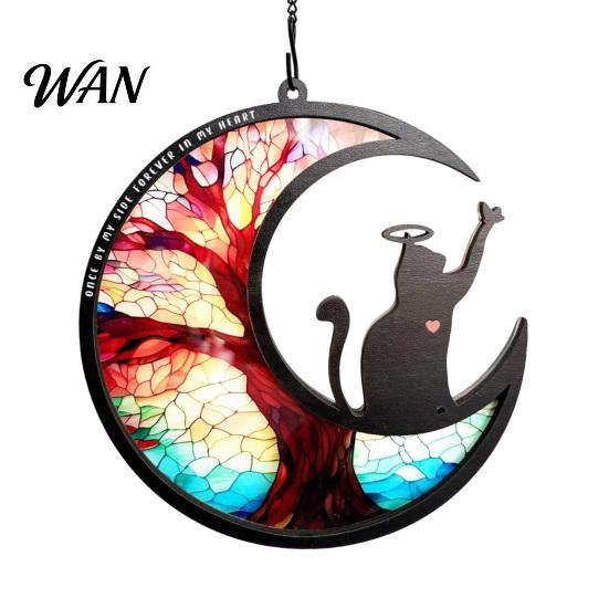 Pet Loss Gift Memorial Suncatcher Angel Cat Dog Sun Catcher Panel Stained Glass Memory Keepsake Window Hanging Ornaments Sympathy for Lovers