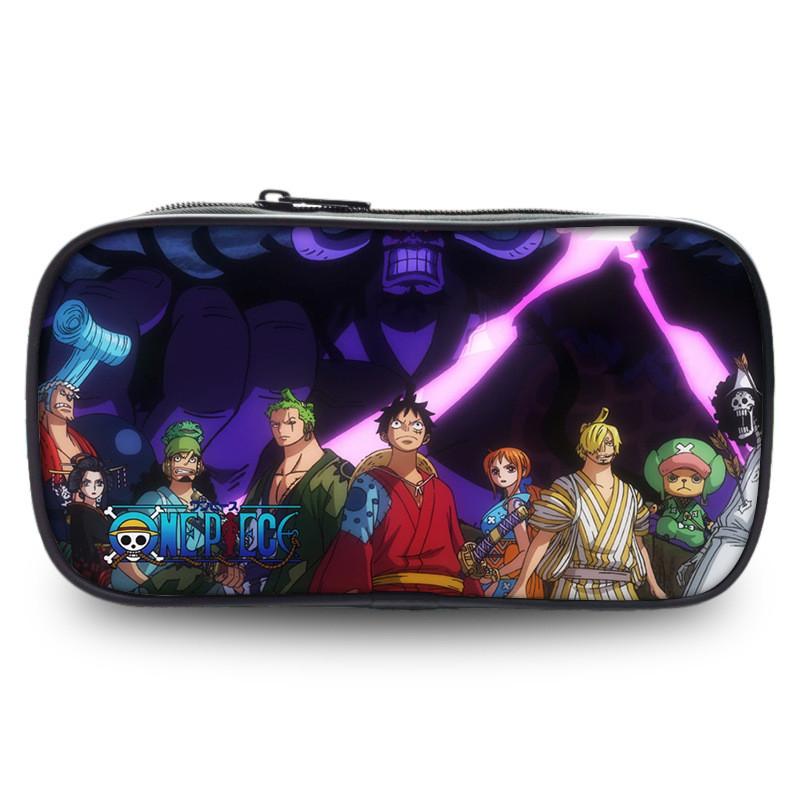 Durable One Piece Wano Themed Zoro Luffy Student Pen Bag With Prints