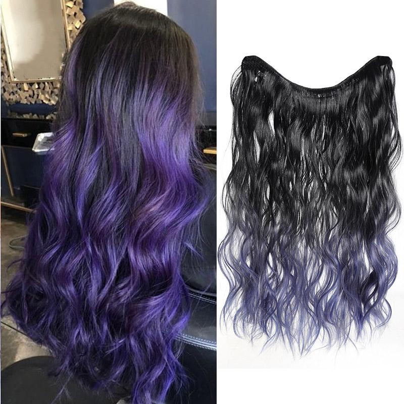 

Синтетические длинные волны с градиентным цветом наращивания волос на клипсах