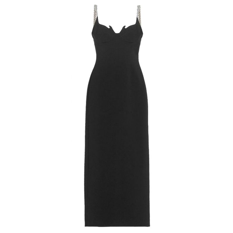 

Yu Shuxin Star Same Style Pure Desire Sexy Stylish Elegant Backless Formal Dress Black Camisole Dress Female Black XL