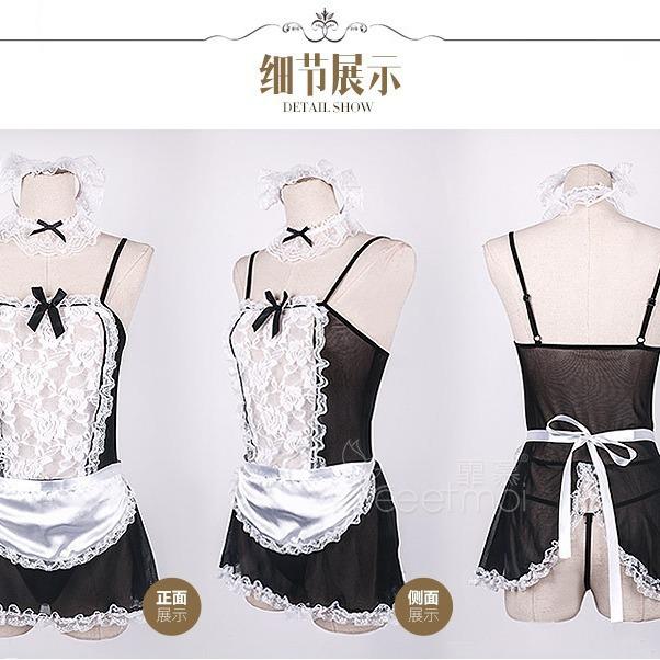 Sexy lingerie passion seduction maid uniform suit super sexy transparent lace pajamas clothes women