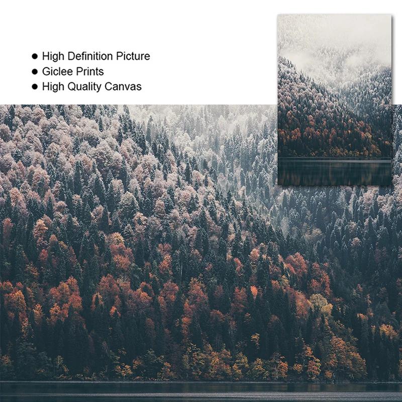 Snowing Landscape Forest Deer Nordic Poster, Animal Poster, Lake Boat, Christmas Leaves, Snow Mountain Prints, Nature Picture De