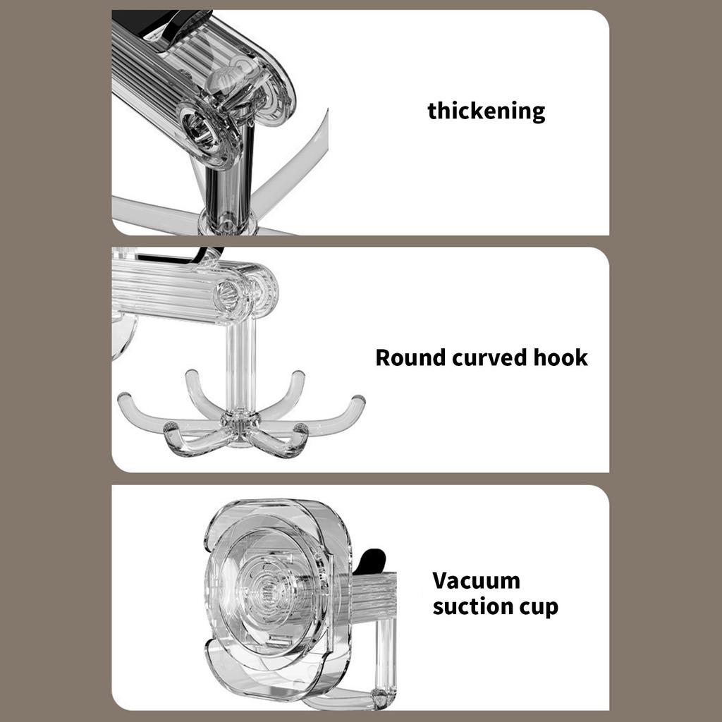 2 Pack Multifunctional 6 Claw Rotating Hook Suction Cups Swivel 360 Degree Hangers Wall Organizers Hanging Storage Rack