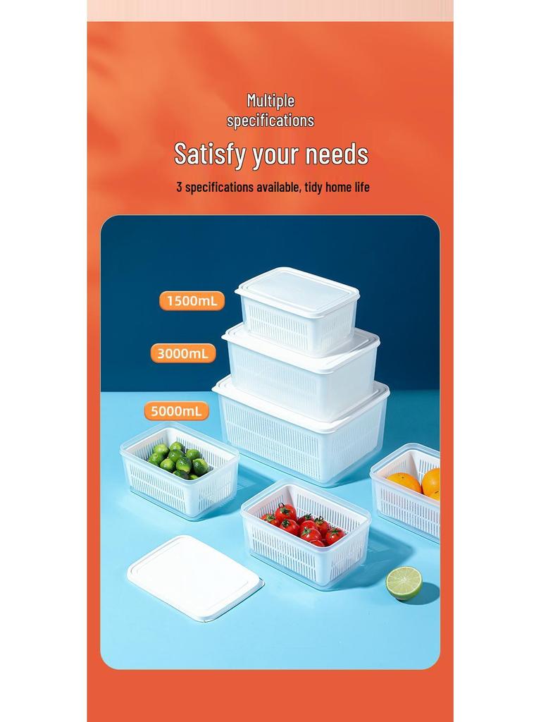 Japanese Double-Layer Vegetable Washing Basin with Lid: Kitchen Storage Basket for Food, Fruit, and Vegetables.
